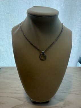 Fossil Silver Ring Pendant Long Necklace - Women’s Jewelry